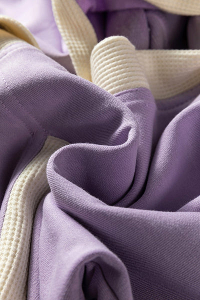 Women's Orchid Petal Color-Block Waffle Knit Button-Front Hoodie