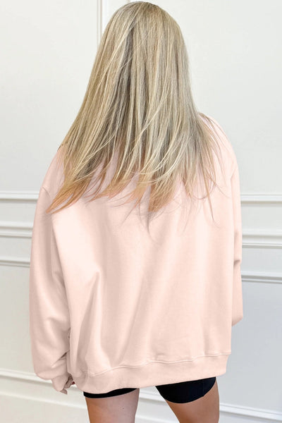 Women's Pale Pink 'Blessed' Mock Neck Sweatshirt