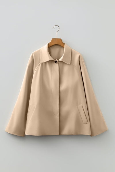 Women's Parchment Plaid-Lined Single-Breasted Short Trench Coat