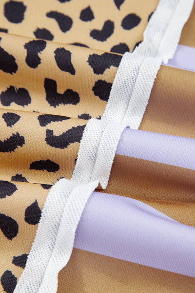 Women's Plus Size Leopard Print Colorblock Sweatshirt with Lilac Accents