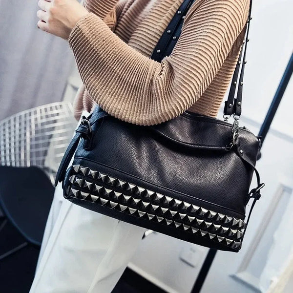 Women's PU Leather Rivet Tote
