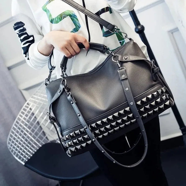 Women's PU Leather Rivet Tote