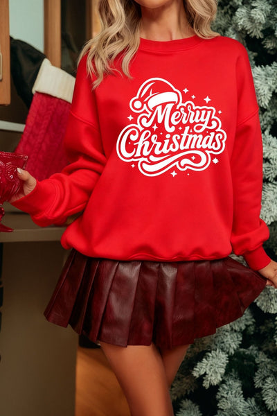 Women's Red Merry Christmas Graphic Sweatshirt