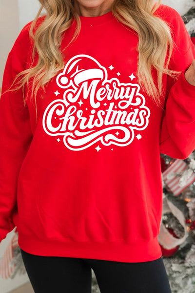 Women's Red Merry Christmas Graphic Sweatshirt