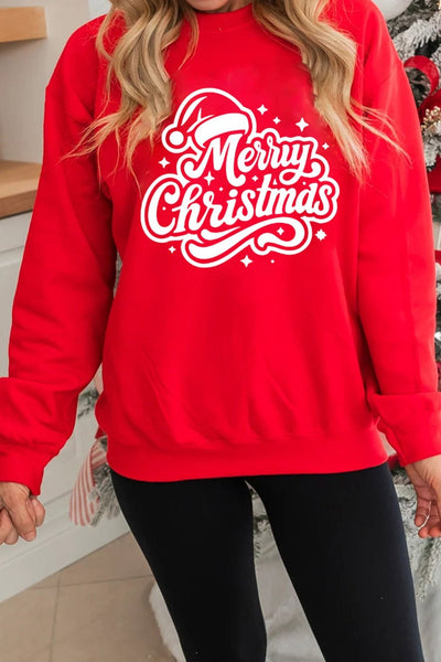 Women's Red Merry Christmas Graphic Sweatshirt