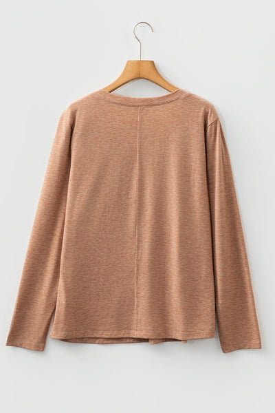 Women's Relaxed V-Neck Top with Raw-Edge Floral Appliques