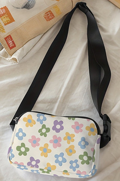 Women's Retro Floral Canvas Crossbody Bag with Adjustable Strap