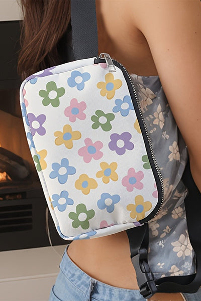 Women's Retro Floral Canvas Crossbody Bag with Adjustable Strap