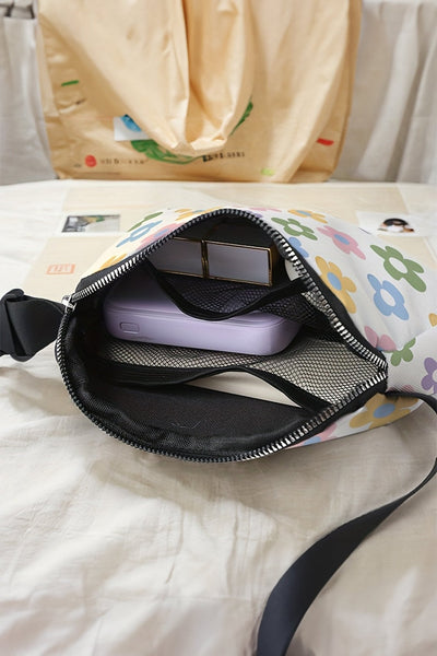 Women's Retro Floral Canvas Crossbody Bag with Adjustable Strap