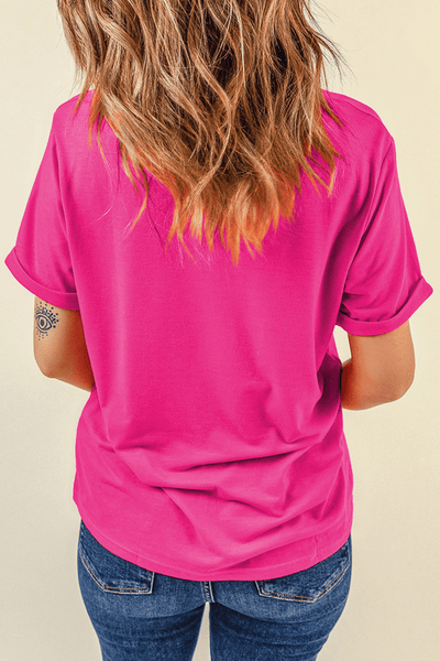 Women's Rhinestone Heart Graphic Tee in Rose Red