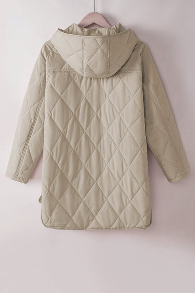 Women's Sage Green Diamond Quilted Hooded Puffer Coat