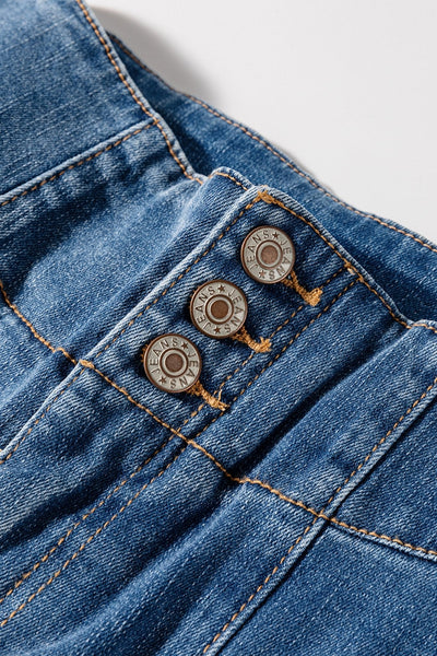 Women's Sail Blue High-Waisted Button Fly Flare Jeans