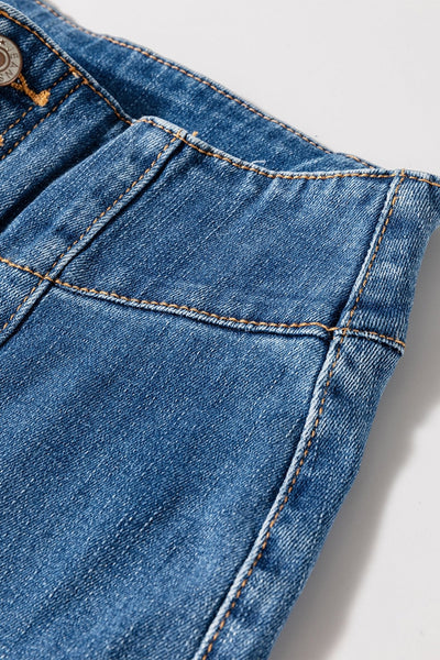 Women's Sail Blue High-Waisted Button Fly Flare Jeans