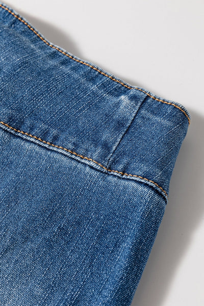 Women's Sail Blue High-Waisted Button Fly Flare Jeans