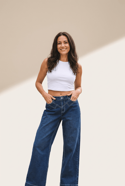 Women's Sail Blue High-Waisted Wide Leg Western Jeans