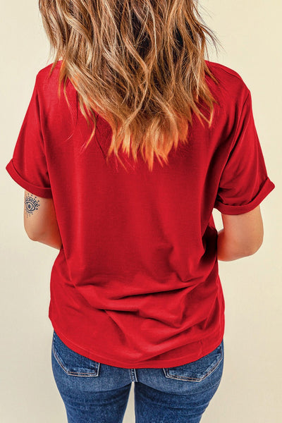 Women's Sequin Nutcracker Festive Red Graphic Tee