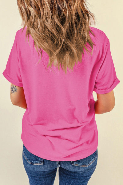 Women's Sequin Santa Graphic Tee in Sachet Pink
