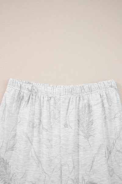 Women's Silver Feather Print Hooded Sweatshirt and Joggers Set