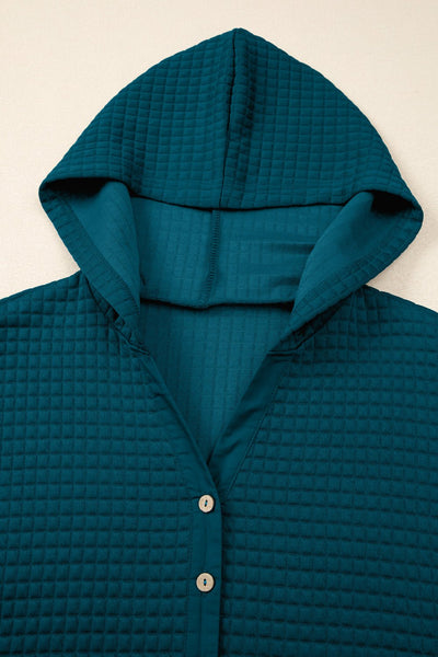 Women's Skobeloff Teal Waffle Knit Henley Lounge Set