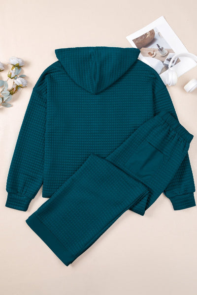 Women's Skobeloff Teal Waffle Knit Henley Lounge Set