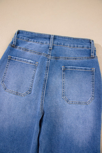 Women's Sky Blue High-Rise Cropped Wide Leg Jeans