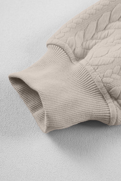 Women's Smoke Gray Cable-Knit Textured Hoodie | Relaxed Fit Pullover