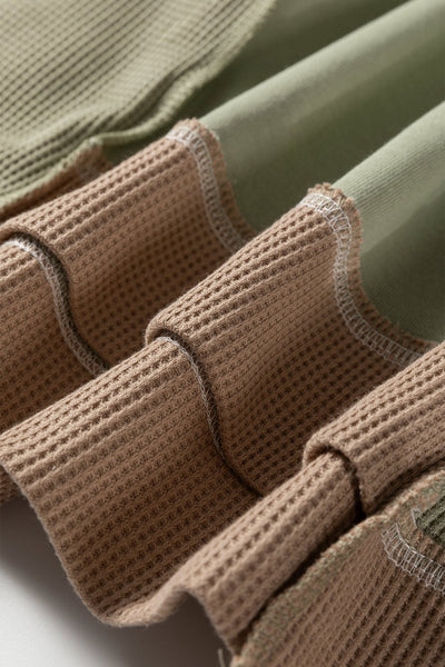 Women's Smoke Green Mixed-Texture Colorblock Pullover