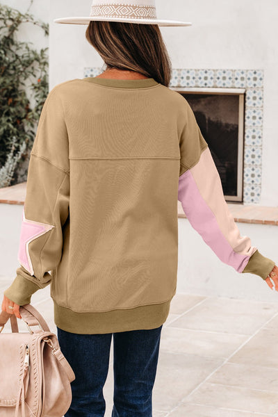 Women's Star Patchwork Relaxed Sweatshirt in Sage and Blush with practical styling and dependable silhouette control.