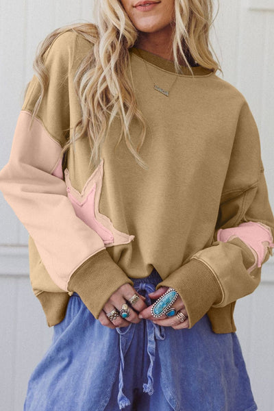 Women's Star Patchwork Relaxed Sweatshirt in Sage and Blush with practical styling and dependable silhouette control.