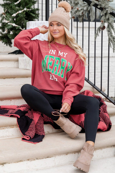 Women's Strawberry Corded Graphic Sweatshirt in Loose Fit