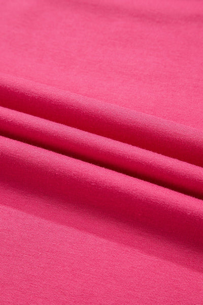 Women's Strawberry Pink Patchwork Hem Long Sleeve Pullover