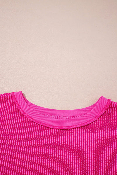 Women's Strawberry Pink Twisted Rib Knit Long Sleeve Top
