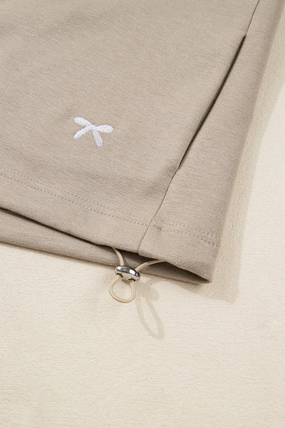 Women's Taupe Embroidered Fleece Zip-Up Hoodie Jacket