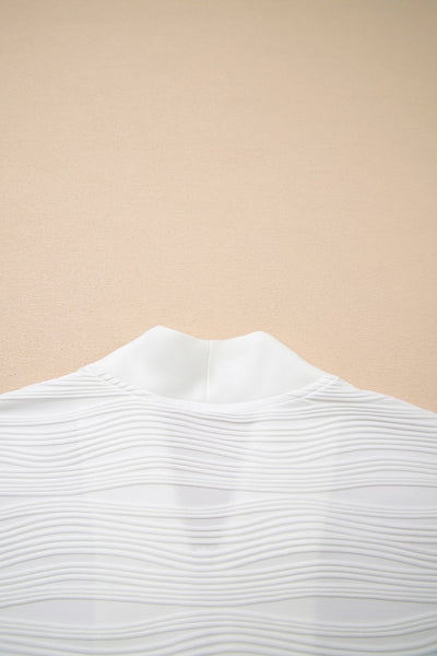 Women's Textured Zip-Neck Pullover in Cloud White