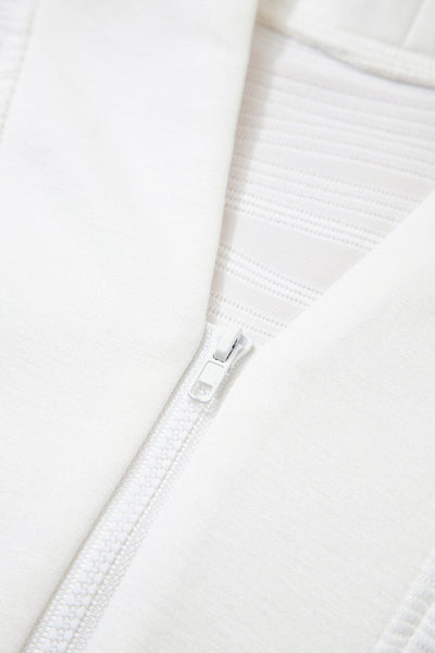 Women's Textured Zip-Neck Pullover in Cloud White