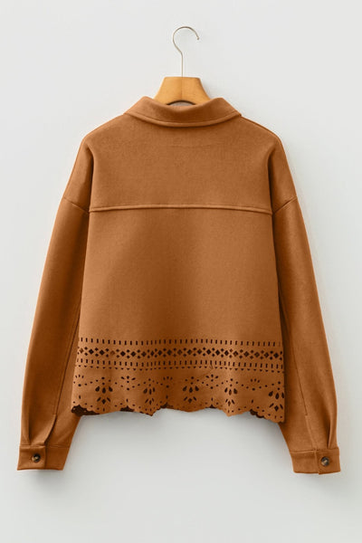 Women's Thai Curry Faux Suede Cut-Out Jacket with Laser-Cut Hem
