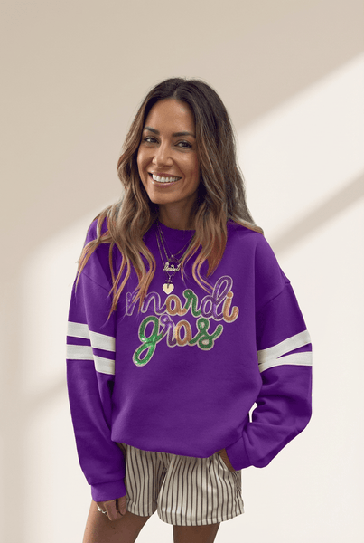 Women's Tillandsia Purple Mardi Gras Sequin Sweatshirt