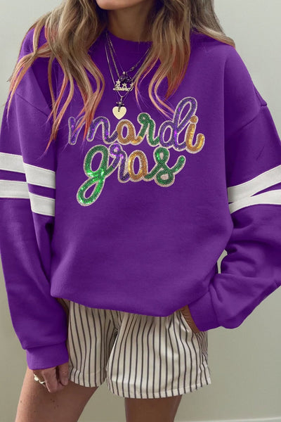Women's Tillandsia Purple Mardi Gras Sequin Sweatshirt