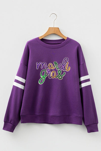 Women's Tillandsia Purple Mardi Gras Sequin Sweatshirt