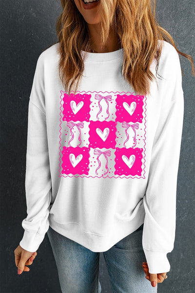 Women's Valentine's Heart Checkerboard Graphic Sweatshirt