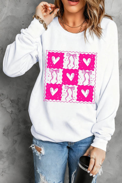 Women's Valentine's Heart Checkerboard Graphic Sweatshirt