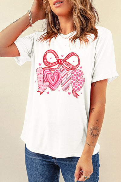 Women's Valentine's Love Graphic Tee with Bow Detail