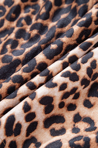 Women's Velvet Leopard Print Tiered Mini Skirt with Elastic Waist