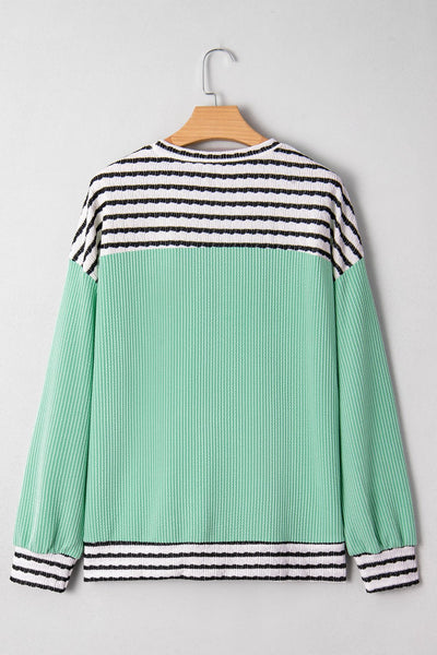 Women's Vibrant Women's Long Sleeve Patchwork Top - Stylish, Comfortable Fit for Casual Everyday Wear