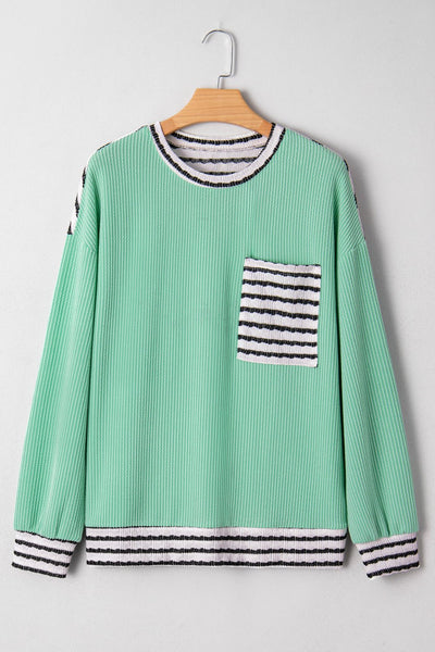 Women's Vibrant Women's Long Sleeve Patchwork Top - Stylish, Comfortable Fit for Casual Everyday Wear