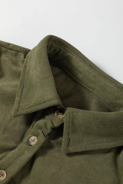Women's Vineyard Green Corduroy A-Line Mini Dress with Collar