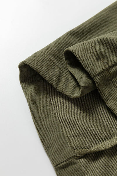 Women's Vineyard Green Corduroy A-Line Mini Dress with Collar