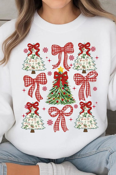 Women's Vintage Ribbon Tree Graphic Sweatshirt in Winter White