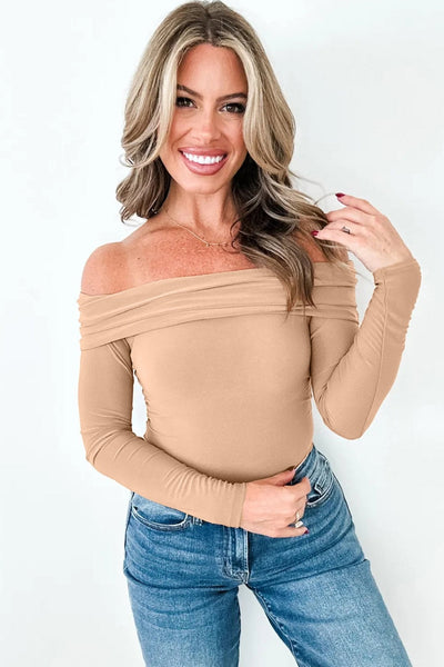 Women's Viscose Blend Off-Shoulder Slim Fit Long Sleeve Top