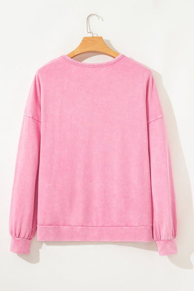 Women's Waffle Bow Mineral Wash Sweatshirt in Cotton Blend
